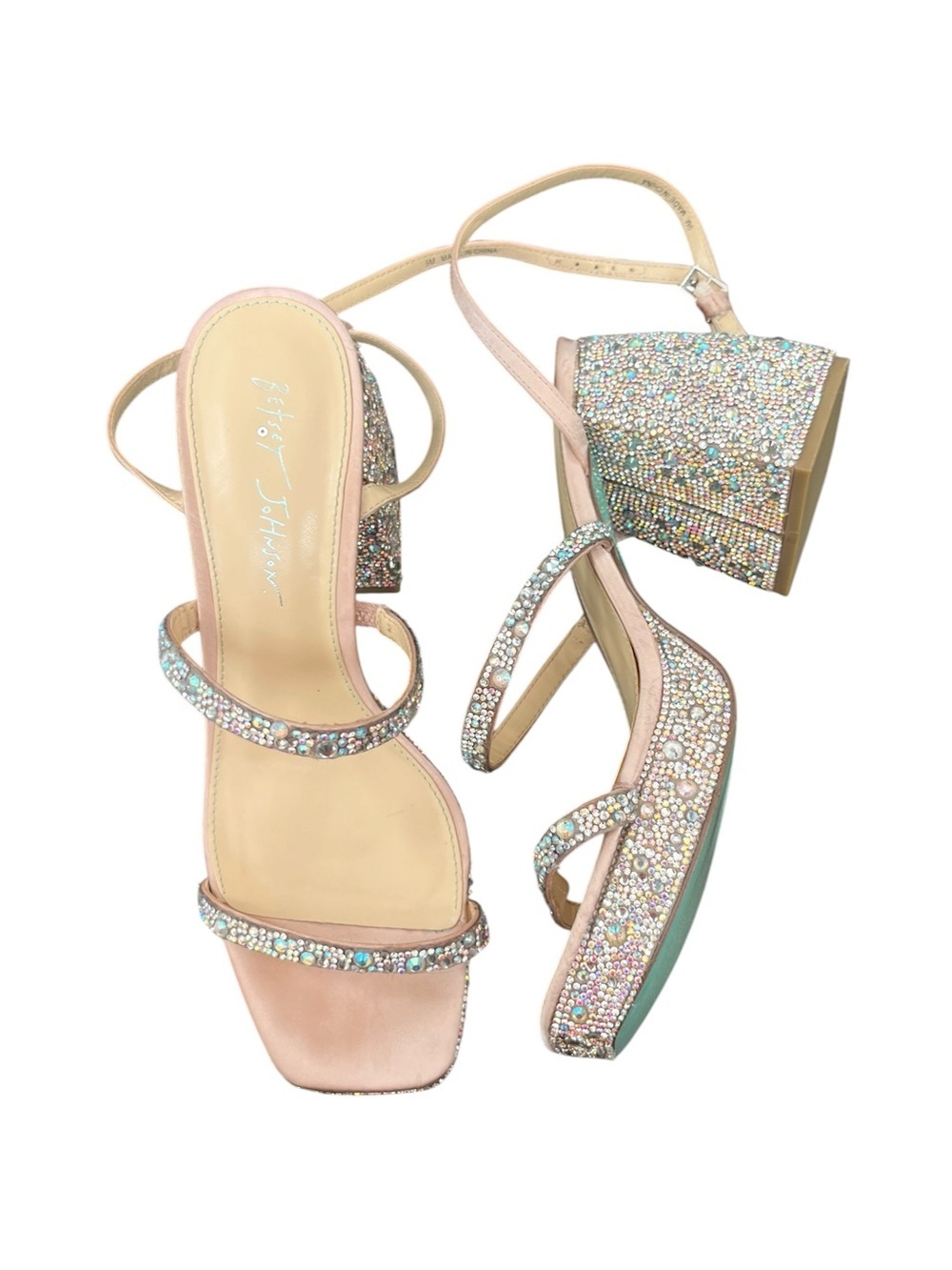 Betsey Johnson Jany Rhinestone Heels Prom Wedding Style Embellished Block Heel 9